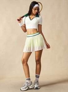 VARSIVA Shorts sportivi estivi casual con piega e righe a contrasto - Multicolore - Visualizzare 2