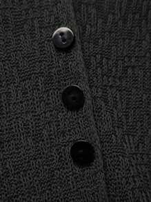 Franclia 女士休闲半透明V领开衫，春夏 - 黑色 - 查看 6