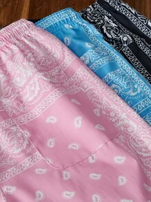 Manfinity Unisex 3 pezzi Pantaloncini casual da uomo con stampa paisley adatti per le vacanze