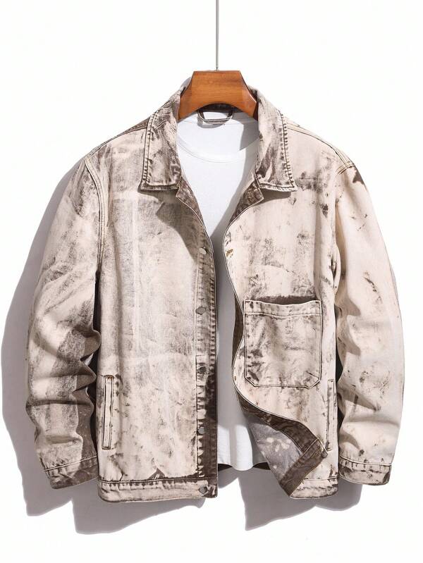 Manfinity LEGND Chaqueta vaquera holgada y desgastada talla grande para hombres