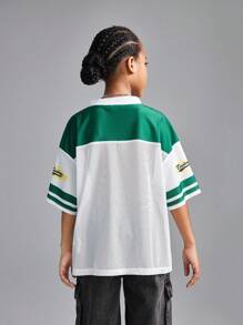 Coolane Kids Camiseta casual de manga corta con cuello en V y estampado de letra para niña preadolescente