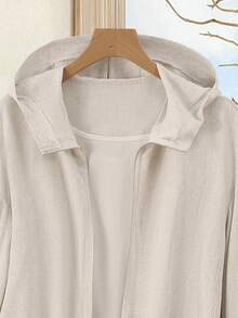 Rusticease Women's Casual Everyday Solid Color Zip-Up Hooded Jacket Fall Clothes For Women Winter Coat Autumn - Apricot - View 4