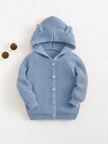 Cozy Pixies 新生男婴休闲百搭3D耳朵连帽开衫 - 藍色 - 查看 6