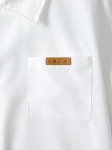 SHEIN 2 件套青少年男孩绅士装 - 白色修身短袖衬衫 + 卡其色长裤，绅士西装套装，商务优雅，学校，生日派对，日常休闲，婚礼，婚礼嘉宾，花童，戒指男孩 - 霧霾藍 - 查看 7