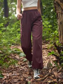 In My Nature Women's Casual Drawstring Waist Outdoor Pants Hiking Pants Cargo Trousers Cherry Red Pants, Wide Leg Pants High Waisted Sport Pants Elastic Waist Pants Baggy Pants Hiking Outdoor Running Climbing Camping, Windproof, Water Repelling Windbreaker Pants, Parachute Pants Women Cargo Pants Wide Leg Workout Pants Women Hiking Pants Baggy Gym Pants - Rust Brown - View 6