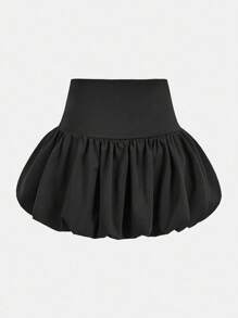 Coolane Kids Tween Girls Fall/Winter Basic Knit Stretchy Comfortable Black Bubble Skirts