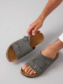 SHUZIA Sandalias con plantilla de corcho y correa ajustable, con soporte de arco para comodidad de los hombres