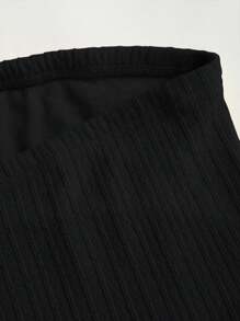 Sweetra Đầm Maxi Bandeau xẻ cao đính họa tiết hoa 3D thanh lịch - màu đen - Xem 6