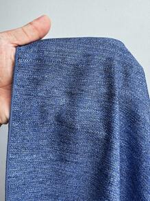 Maweii Plus Size Women's Elegant Casual Street Style A-Line Maxi Skirt With Faux Denim Wash Print, Spring/Summer - Blue - View 8