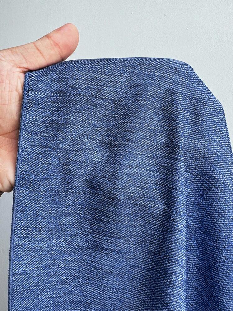 Maweii Plus Size Women's Elegant Casual Street Style A-Line Maxi Skirt With Faux Denim Wash Print, Spring/Summer - Blue - View 8