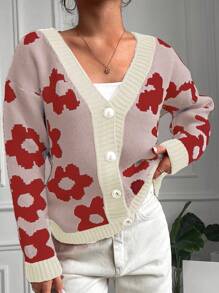 EURMUSE Women's Floral Pattern Cardigan - White - View 4