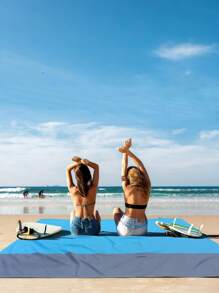 1 pieza Alfombra multiusos impermeable para exteriores - Alfombra plegable para playa y picnic con bolsa de almacenamiento con cordón, alfombra a prueba de humedad para camping, alfombra para piso de patio de casa, alfombra de viaje portátil, fácil de limpiar