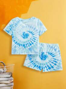 GARFIELD | SHEIN Ensemble t-shirt à manches courtes décontracté et shorts amples avec imprimé de planche à roulettes de dessin animé pour bébé garçon