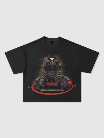 Street Life T-shirt à manches courtes d'été décontracté avec slogan imprimé pour homme