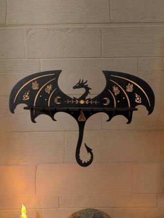 Goth 1pc Dragon Wall Decor Handcrafted Wooden Art Hanging Ornament, Creative Home Decoration Gift For Fantasy Lovers & Unique Interior Design,Home Decor