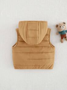 Cozy Pixies 新生男宝宝卡通熊印花连帽加厚无袖开衫，男宝宝背心，婴儿背心，男宝宝冬季背心，婴儿保暖背心，男宝宝抓绒背心，带帽婴儿背心，秋季款