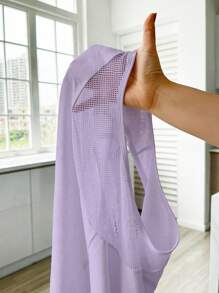 Easithlete Plus Size Women Round Neck Everyday Fitness Sports Tank Top Plus Size Workout Tops Plus Size Gym Tops Workout Tops Women Loose Purple Gym Top Curve Activewear Tops Plus Workout Top - Mauve Purple - View 8