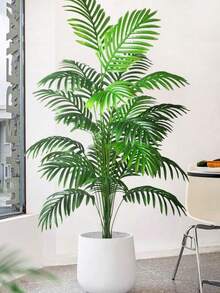 Large Fake Palm Tree Artificial Tropical Plant - 68cm/95cm/125cm (49.2in) Areca Palm Tree For Home, Office, Garden, Party Decor - Indoor Outdoor Plastic Plant Decorations - Realistic Faux Palm Tree