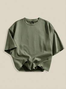 EASEVO Men Plus Size Loose Embroidered Round Neck Short Sleeve T-Shirt, Suitable For Summer,Fall