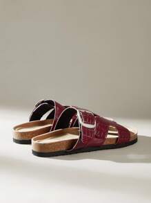 Solecia نعال كاجوال سيدات بمنصة سميكة والقابلة للتعديل بواسطة إبزيم - الأحمر - مشاهدة 4