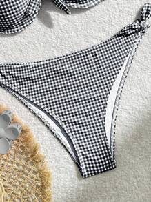 Swim Mod 2件套女士夏季假日海滩格子前系带比基尼套装 - 彩色 - 查看 5