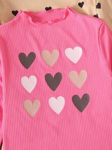 5件装 青少年女孩休闲基本款针织弹力修身长袖T恤 - 粉色 - 查看 4