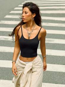 Slayform Summer Solid Color Back Split Short Sleeve Sports T-Shirtworkout Tank Top - Black - View 5