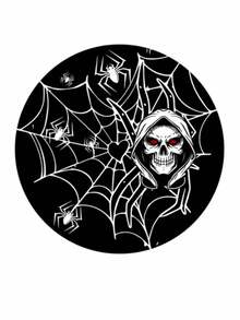ROMWE 1pc Gothic Style Dark Spider WebRound Floor Mat, Round Halloween Floor Mat ,Theme Party ,Decoration Carpet - Multicolor - View 1