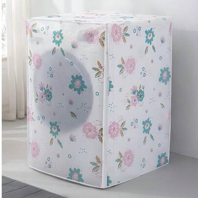 1 Pieza Cubierta de lavadora con diseño floral - Protector de polvo universal para lavadoras de carga superior con tela de fácil limpieza, cubierta decorativa con estampado de flores para la sala de lavandería, decoración del hogar, a prueba de pelo de mascotas y polvo (se ajusta a la mayoría de las marcas)