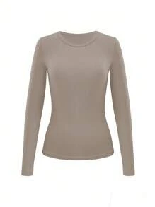 INAWLY 3pcs Women All-Match Solid Color Slim Fit Long Sleeve T-Shirts, Versatile Fall Cloth For Women - Multicolor - View 5