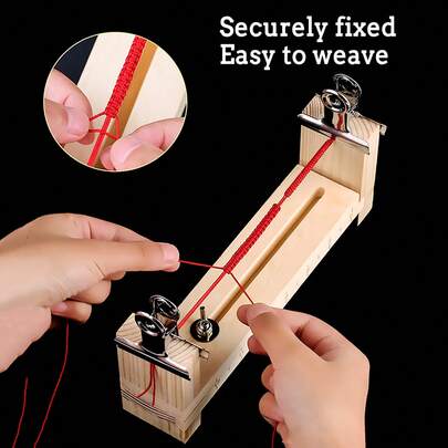 Telar portátil - Soporte de madera para manualidades con abrazaderas ajustables, Kit DIY para hacer cuerdas y collares de cuentas