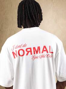 SUMWON Camiseta de corte holgado y cuadrado con texto, diseño de mensaje impreso en la espalda, cultura callejera épica, moda urbana contemporánea, prenda esencial informal