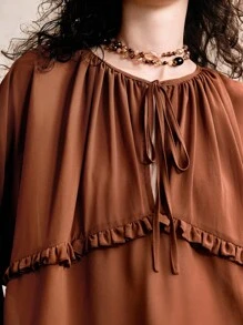 Arave Women's Autumn Loose Collar Button-Down Ruffled Shirt Elegant Ruffled Chiffon Long-Sleeved Top, Retro Decadent Style Women's Shirt  Holiday Dress Vacation Outfits Woman Western Wear Women Hawaii Outfits Women Fall Cloth For Women