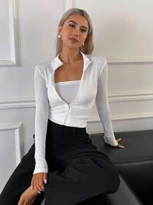 DAZY Women's Stand Collar Long Sleeve Casual T-Shirt, Sexy Street Style,Fall Women Clothes