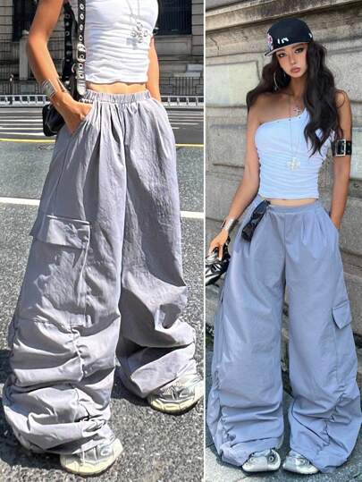 Coolane Women's & Men's Summer Streetwear Cargo Casual Sportswear Game Day With Pockets Baggy Low Rise Joggers