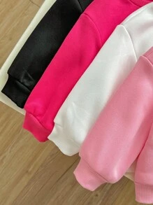 SHEIN 4件套可爱纯色保暖长袖卫衣，适合女婴，秋冬季穿着 - 彩色 - 查看 5