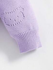 SHEIN Newborn Baby Boy Casual Round Neck Long Sleeve Cute Bear Knitted Cardigan Fall Winter