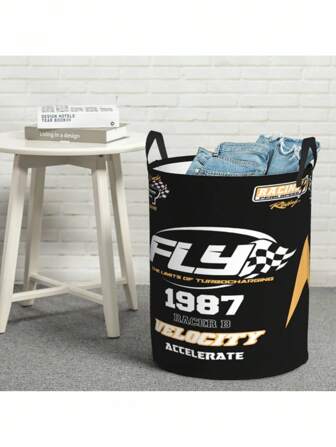 Goth 1 pieza Cesto plegable y de moda con estilo de carreras, cesto para ropa sucia, adecuado para almacenamiento en el hogar, como cesto de ropa y para empacar en viajes al aire libre. Un artículo esencial para el hogar, decoración del hogar