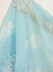 Chiquease Nuevo vestido elegante de manga corta con escote en V y bordado sobre fondo albaricoque para primavera/verano - Azul - Ver 7