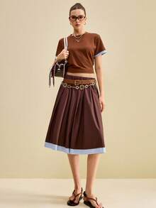 SHEIN Unity 2025 秋季新款 Y2K 复古花卉印花低腰休闲裙，适合音乐节、街头服饰、办公室、约会、派对、机场、返校、秋季 - 彩色 - 查看 5