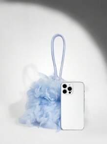 SHEIN BAE 女士仿羽毛装饰手拿包，黑色，奢华派对和俱乐部手提包 - 淺藍色 - 查看 6