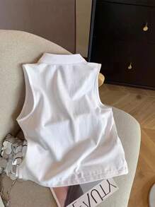 SHEIN 女式简约刺绣无袖背心