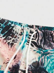 ROMWE MEN Casual Men's Leopard & Zebra Print Drawstring Waist Boxer Briefs Swimwear - Multicolor - View 4