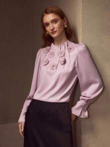 MOTF PREMIUM Applizierte geraffte Bluse