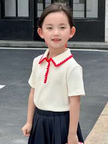 Dazy Kids 适合秋季穿着的女童T恤 - 杏色 - 查看 8