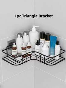 1PC, Perforation-Free Bathroom Shelving Triangle Shelving Toiletries Storage Shelf Home Bathroom Decor Bathroom Organizer Summer - Black - View 15