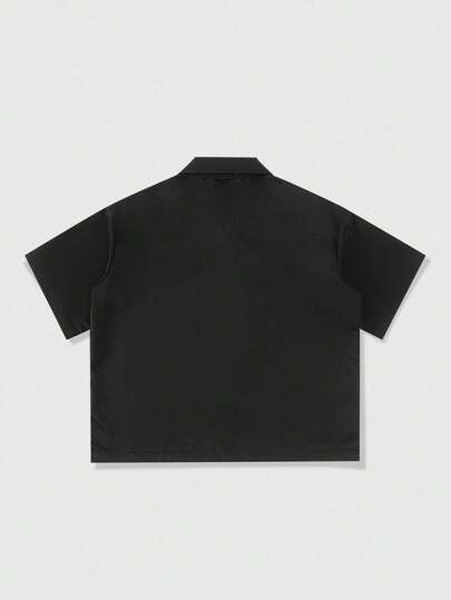 Street Life Chemise décontracté à manches courtes zippée à l'avant avec impression de lettre pour homme