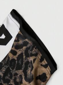 ROMWE MEN Prep Men's Street Graphic, Vintage Number & Leopard Print Short Sleeve T-Shirt - Multicolor - View 5