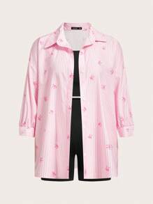 Auralis Plus-Size Women's Summer Three Pieces Set, Casual Sportswear, Fitness Clothing, Loose, Athleisure Comfortable And Highly Elastic Women's Set, Can Be Summer Set - Pink - View 6