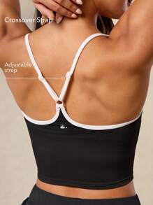 OutZeal Sweat Wicking Crossover Strap Color-Blocked Design Removable Pads Sport Bra Low Impact Yoga Casual - Black - View 2